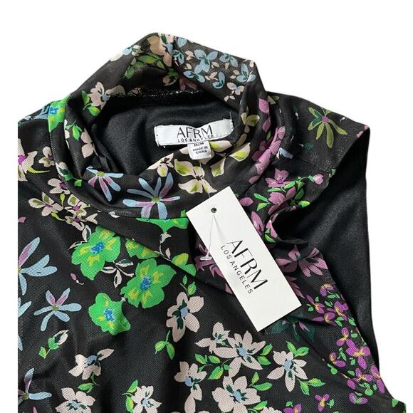 REVOLVE AFRM Sleeveless Mockneck Midi Bodycon Black Floral Size Medium NWT - Picture 6 of 10